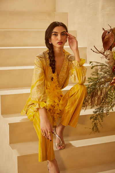 Yellow Ambi Circle Print Top & Pants