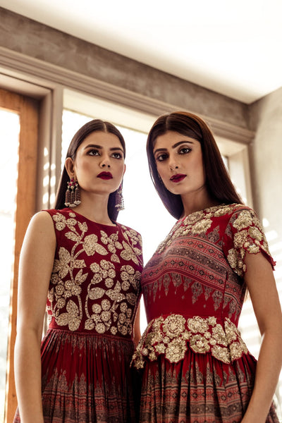 Peplum kurta with Geometric Print Sharara - BHUMIKA SHARMA