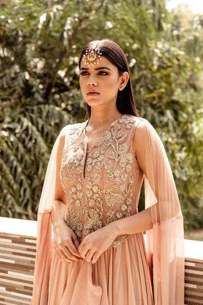 Nude Embroidered Gown - BHUMIKA SHARMA