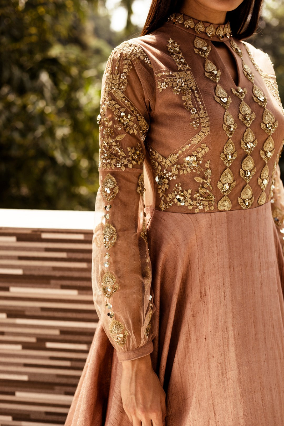 Gold Leaf Motif Anarkali Set - BHUMIKA SHARMA