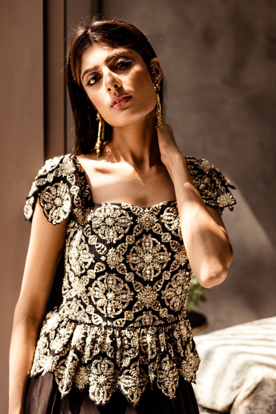 Black Peplum Gown Set - BHUMIKA SHARMA