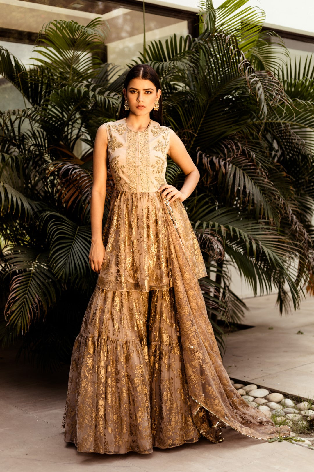 Gold Foil Print Garara Set - BHUMIKA SHARMA