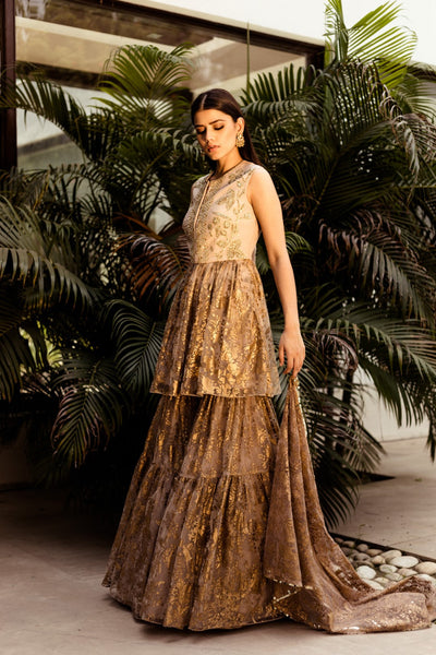 Gold Foil Print Garara Set - BHUMIKA SHARMA