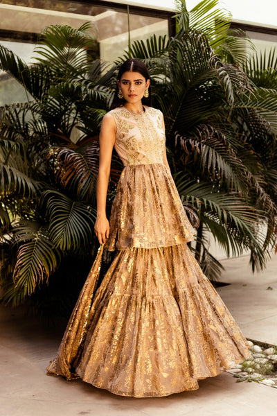 Gold Foil Print Garara Set - BHUMIKA SHARMA