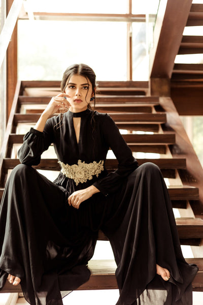 Black Choker Neck Jumpsuit - BHUMIKA SHARMA