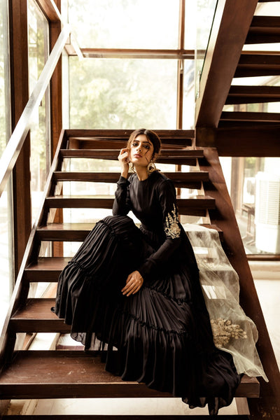 Black Gathered Anarkali - BHUMIKA SHARMA