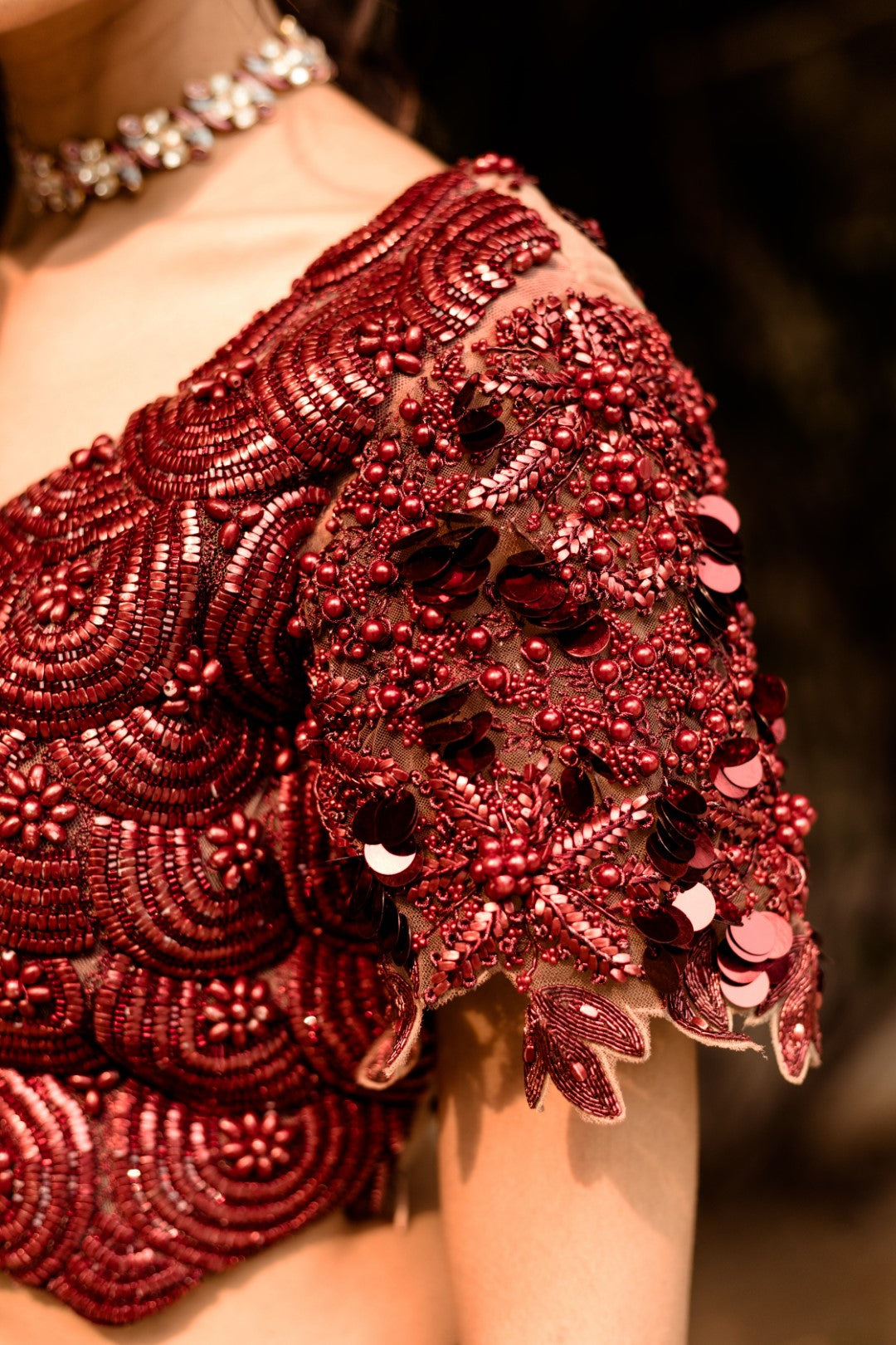 Marsala Organza Lehenga Set - BHUMIKA SHARMA