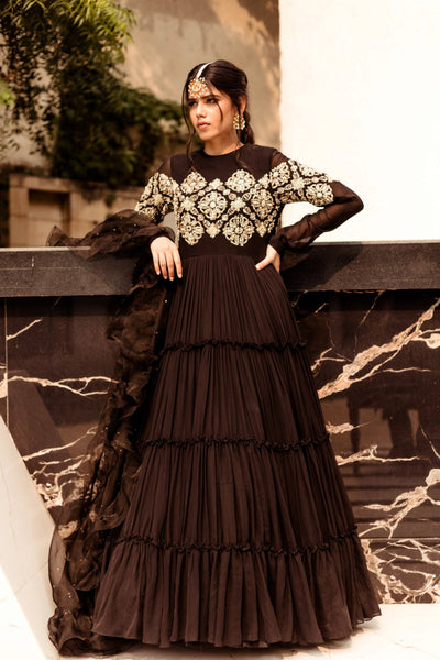Black Embellished Anarkali Set - BHUMIKA SHARMA