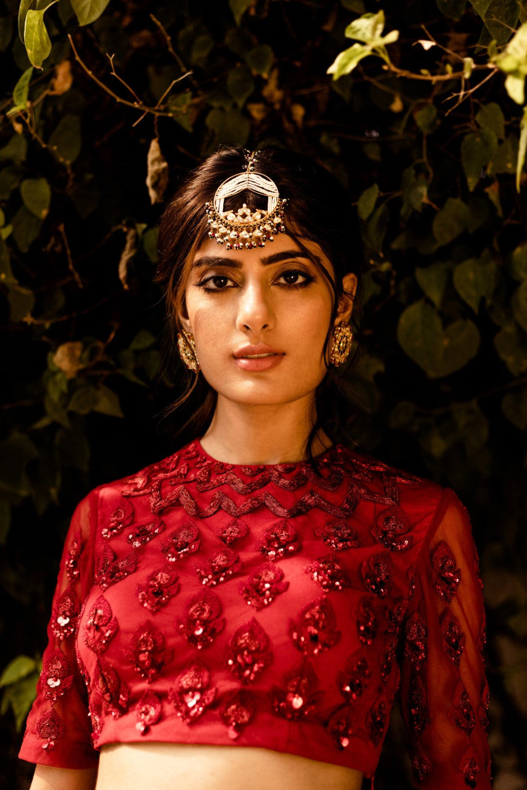 Red Monotone Skirt with Blouse - BHUMIKA SHARMA