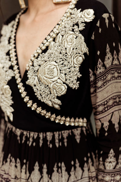 Black Angrakha and Garara Set - BHUMIKA SHARMA