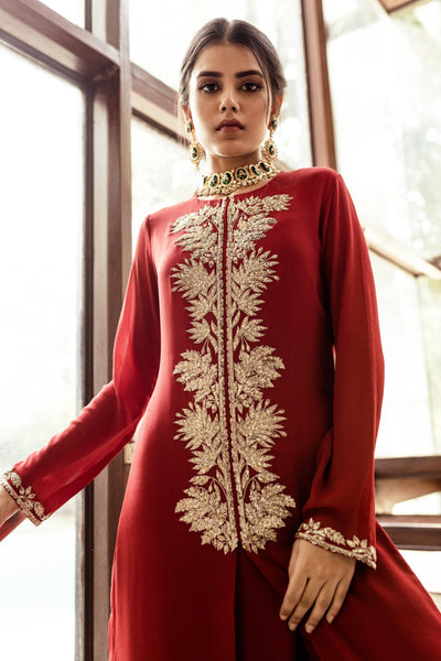 Red Kurta and Palazzo Set - BHUMIKA SHARMA