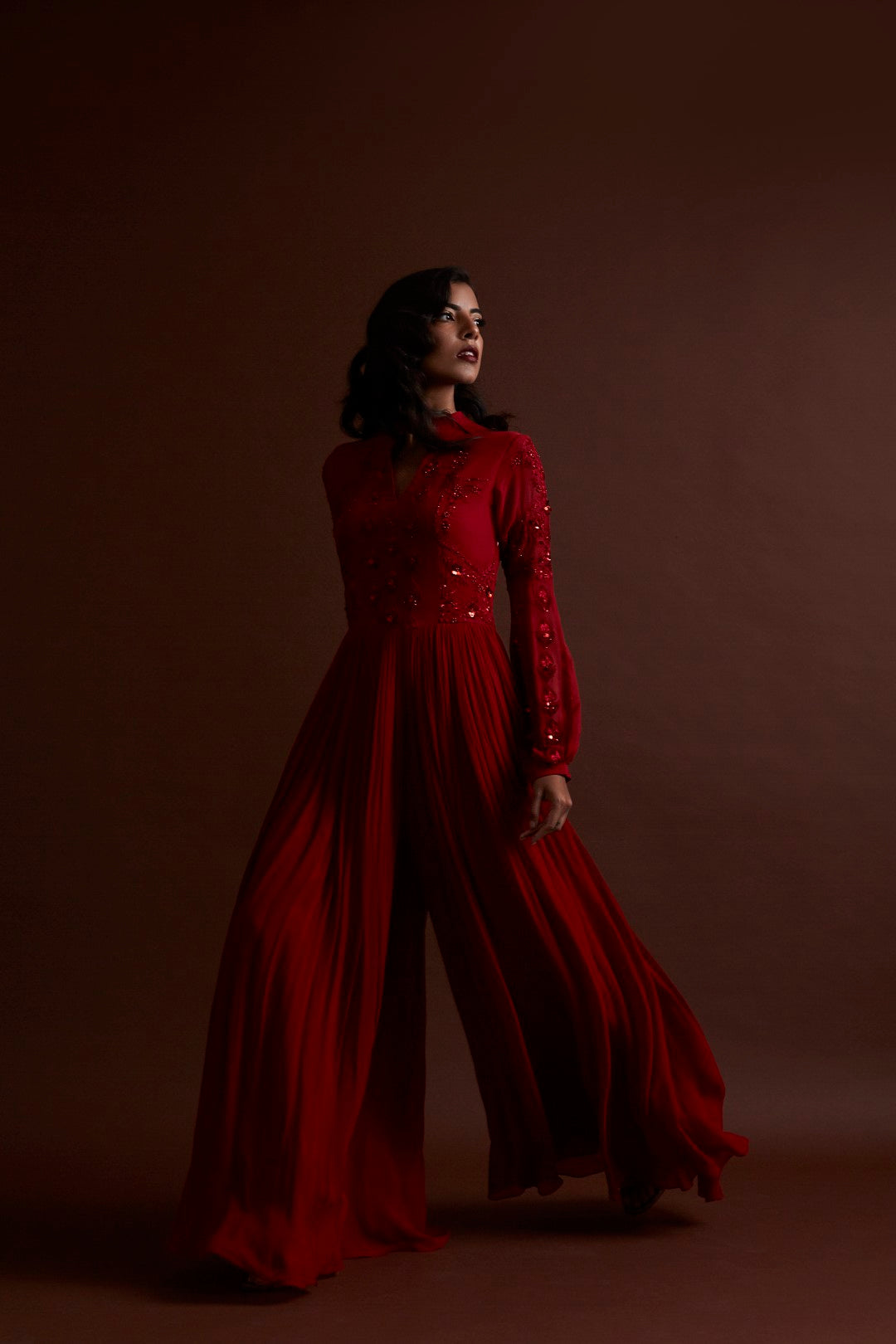 Red Flared Jumpsuit - BHUMIKA SHARMA