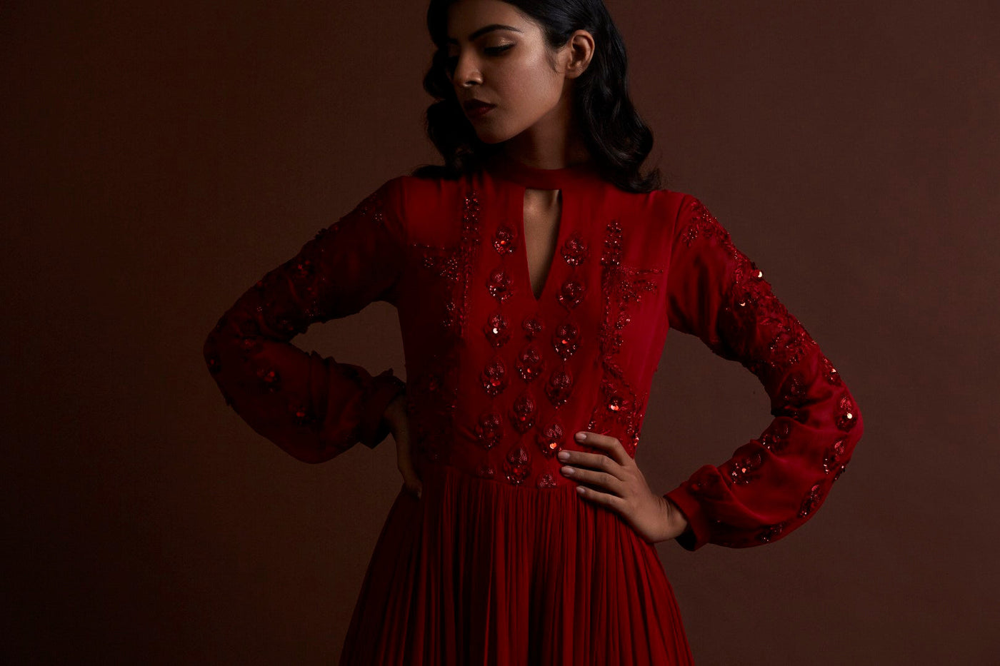 Red Flared Jumpsuit - BHUMIKA SHARMA