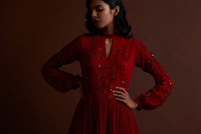 Red Flared Jumpsuit - BHUMIKA SHARMA