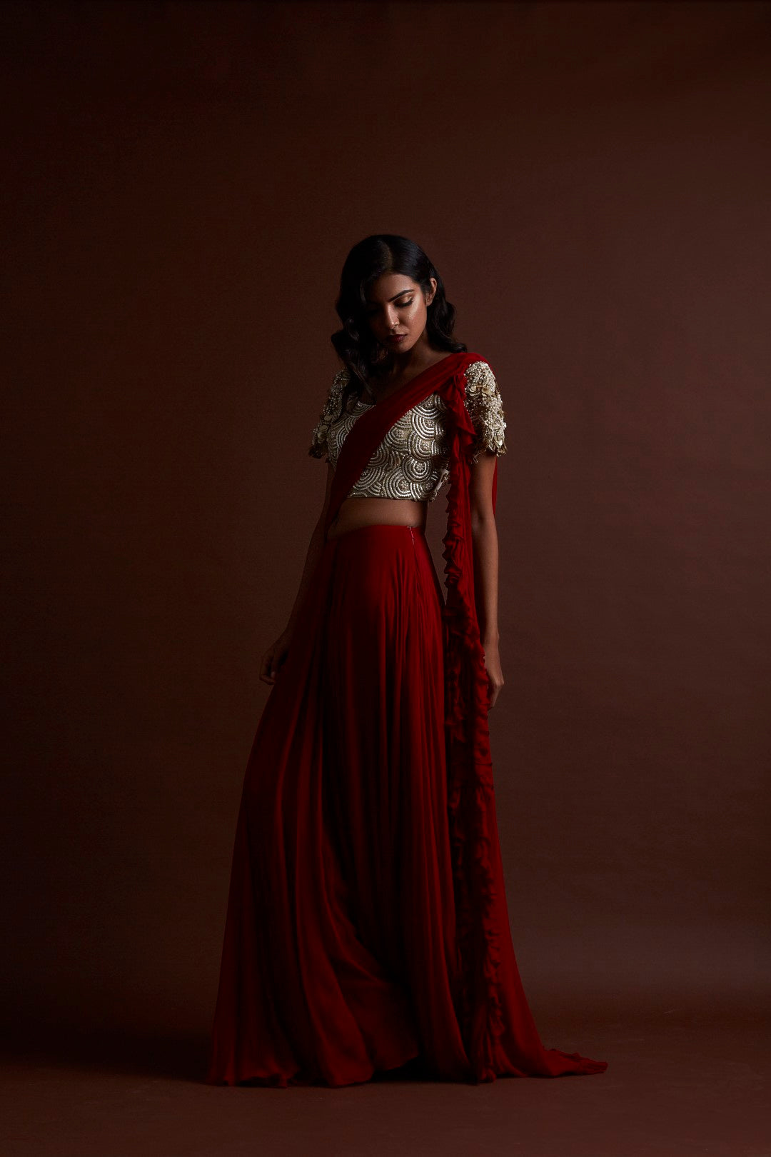 Red Frill Saree - BHUMIKA SHARMA