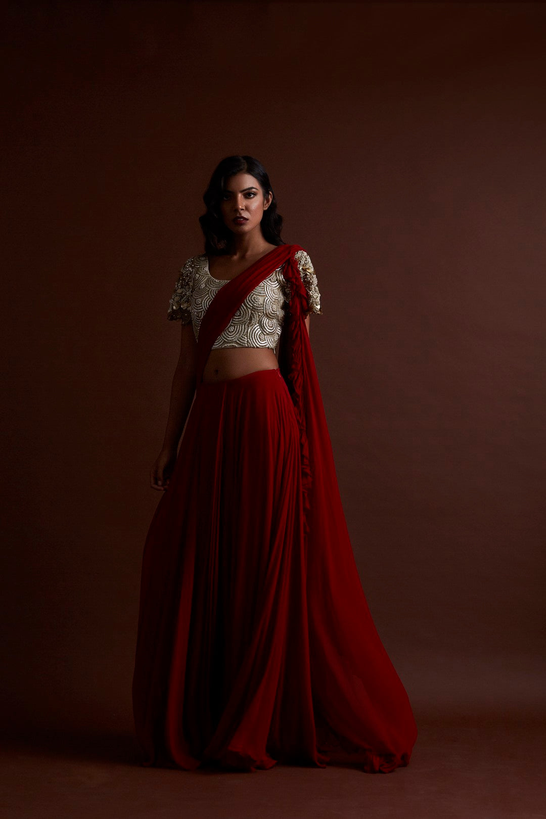 Red Frill Saree - BHUMIKA SHARMA