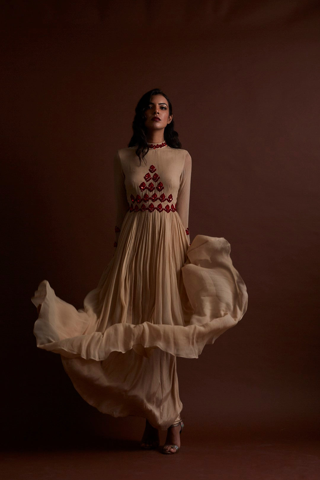 Beige Pleated Dress - BHUMIKA SHARMA