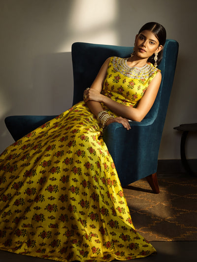 Yellow Printed Lehenga Set - BHUMIKA SHARMA