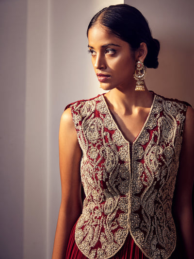 Burgundy Jacket Style Anarkali - BHUMIKA SHARMA