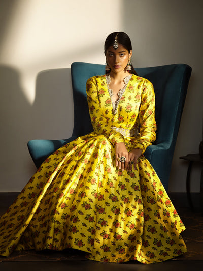 Printed Yellow Anarkali - BHUMIKA SHARMA