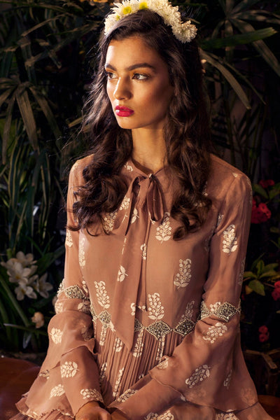 Printed Embroidered Ruffle Gown - BHUMIKA SHARMA