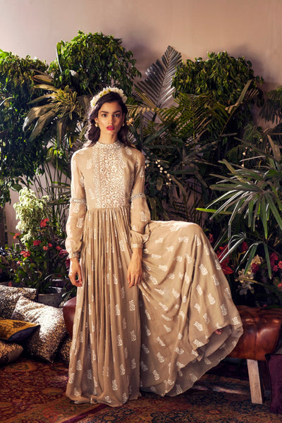 Light Beige Printed Jumpsuit - BHUMIKA SHARMA