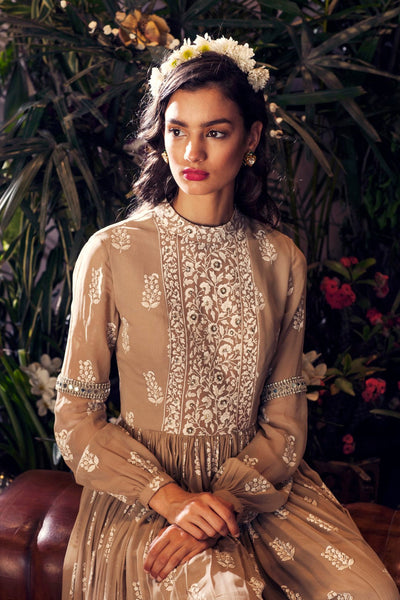 Light Beige Printed Jumpsuit - BHUMIKA SHARMA