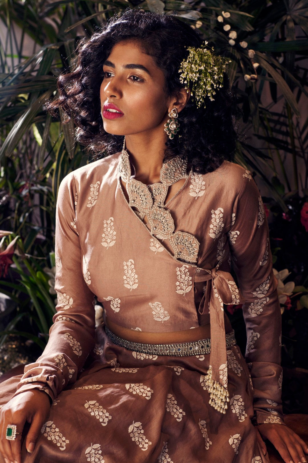 Printed Angarakha Blouse with Skirt - BHUMIKA SHARMA