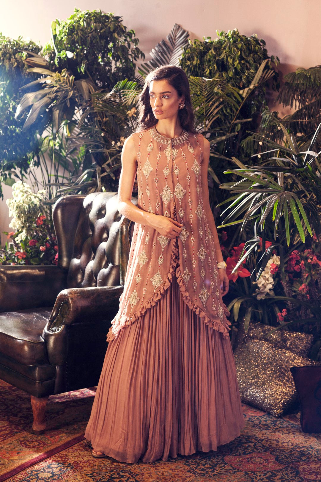 Paisley Embroidered Cape with Skirt - BHUMIKA SHARMA