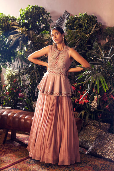 Lilac Embroidered Peplum Anarkali Gown - BHUMIKA SHARMA