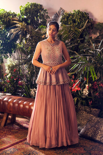 Lilac Embroidered Peplum Anarkali Gown - BHUMIKA SHARMA