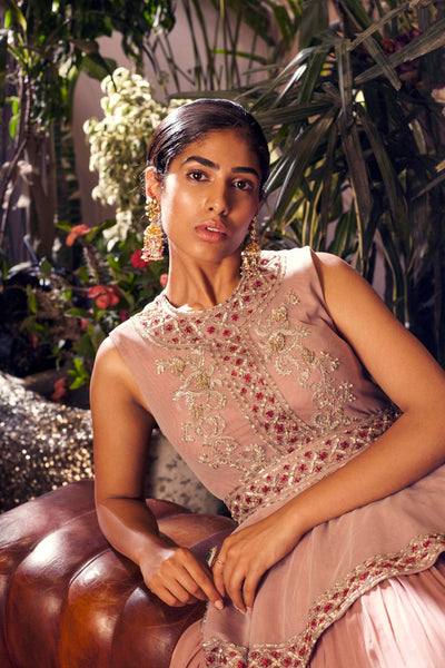 Lilac Embroidered Peplum Anarkali Gown - BHUMIKA SHARMA
