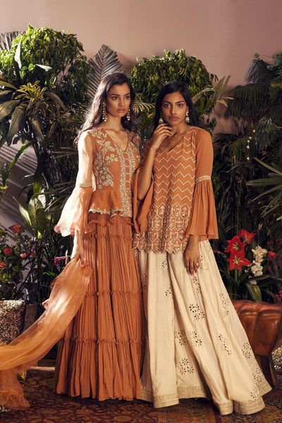 Rust Kurta with Sharara