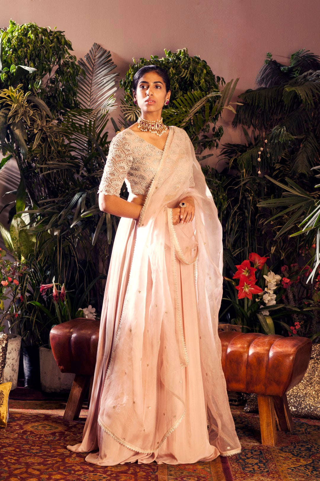 Nude Embroidered Lehenga Set - BHUMIKA SHARMA