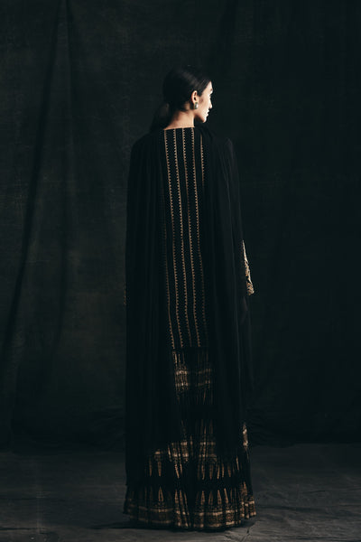 Black Kurta & Persian Print Sharara Set