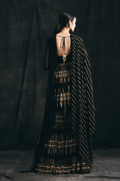 Black Persian Peplum & Sharara Set