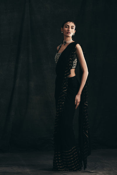 Black Ruffle Saree