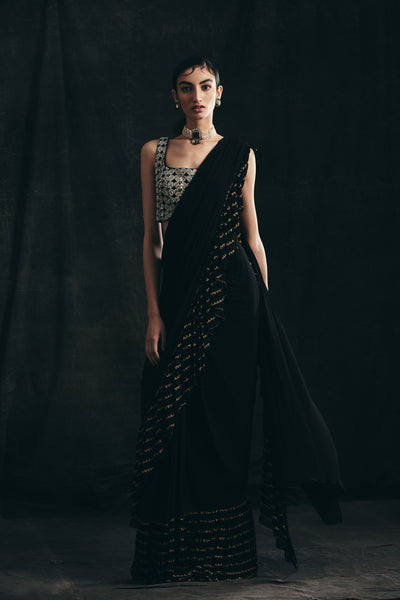 Black Ruffle Saree