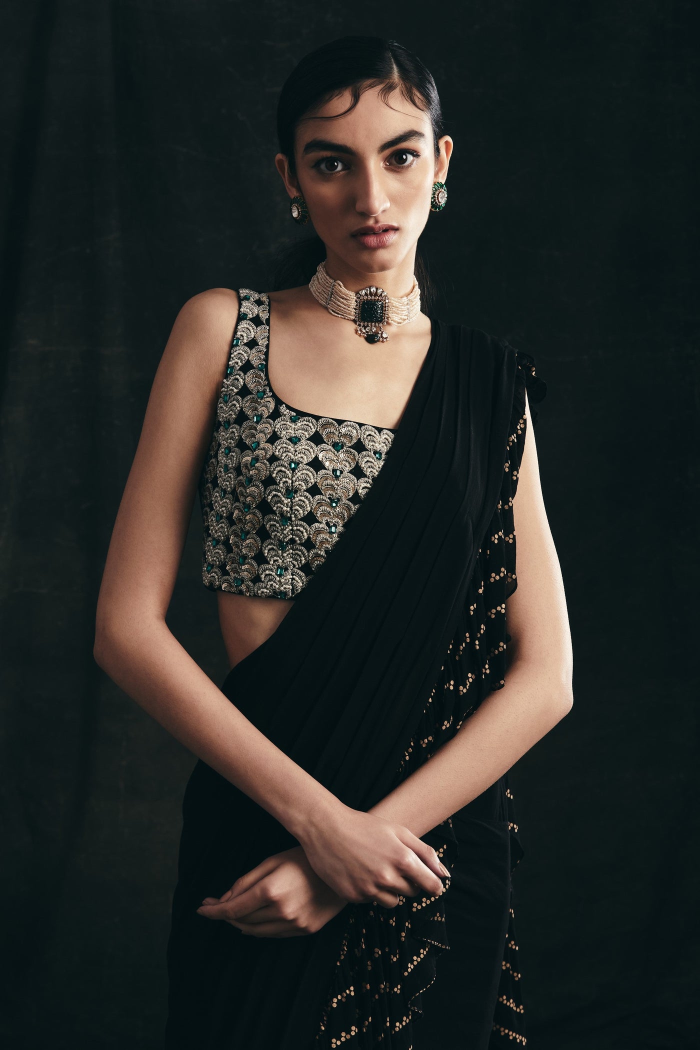 Black Ruffle Saree