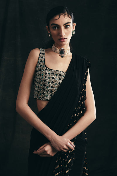 Black Ruffle Saree