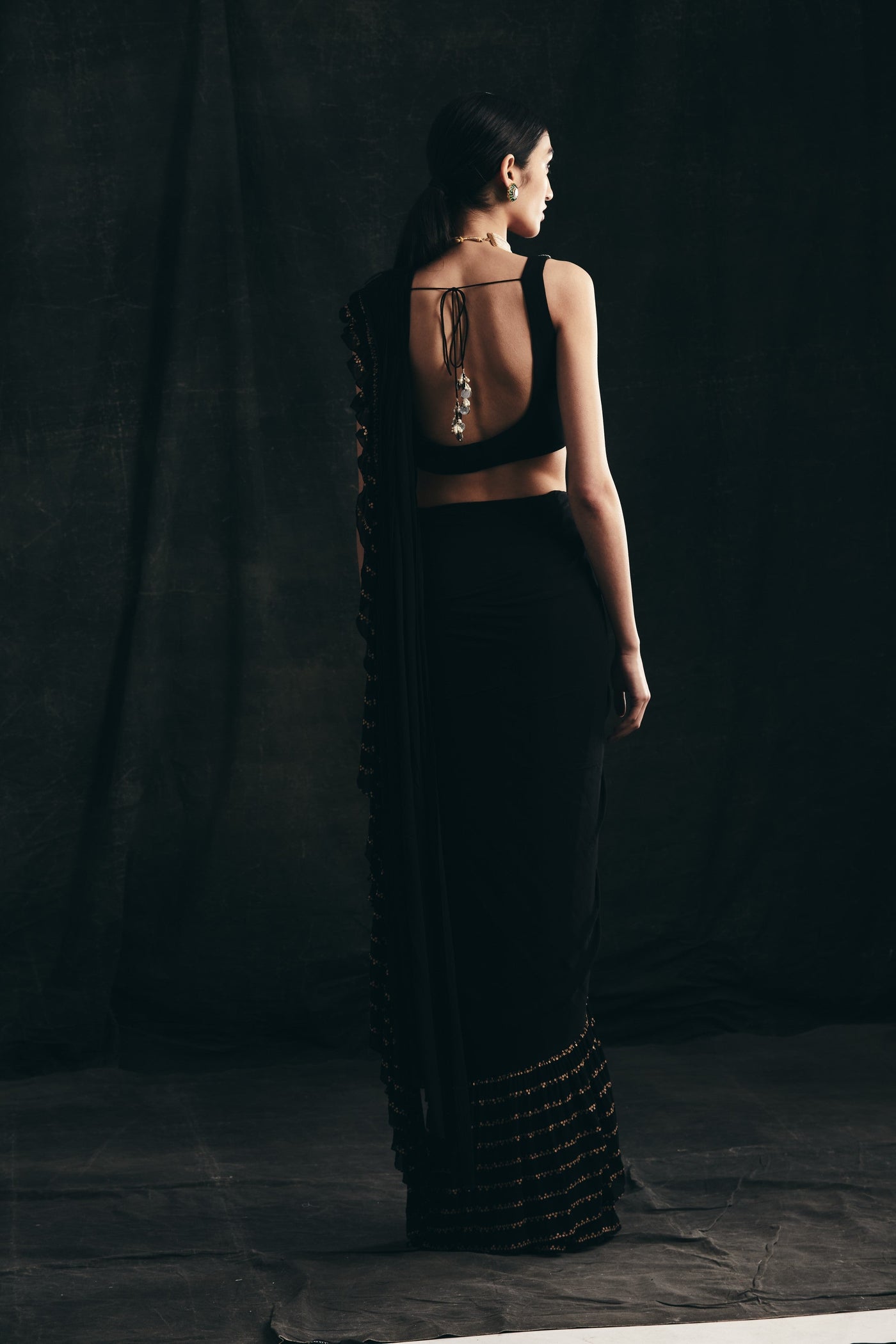 Black Ruffle Saree