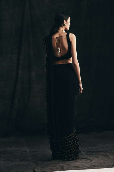 Black Ruffle Saree