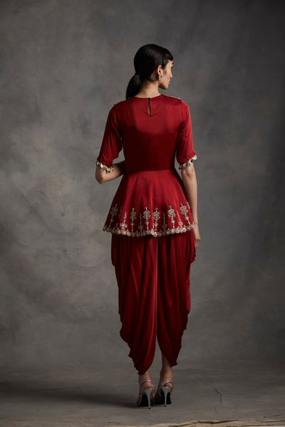 Red Peplum Top & Dhoti