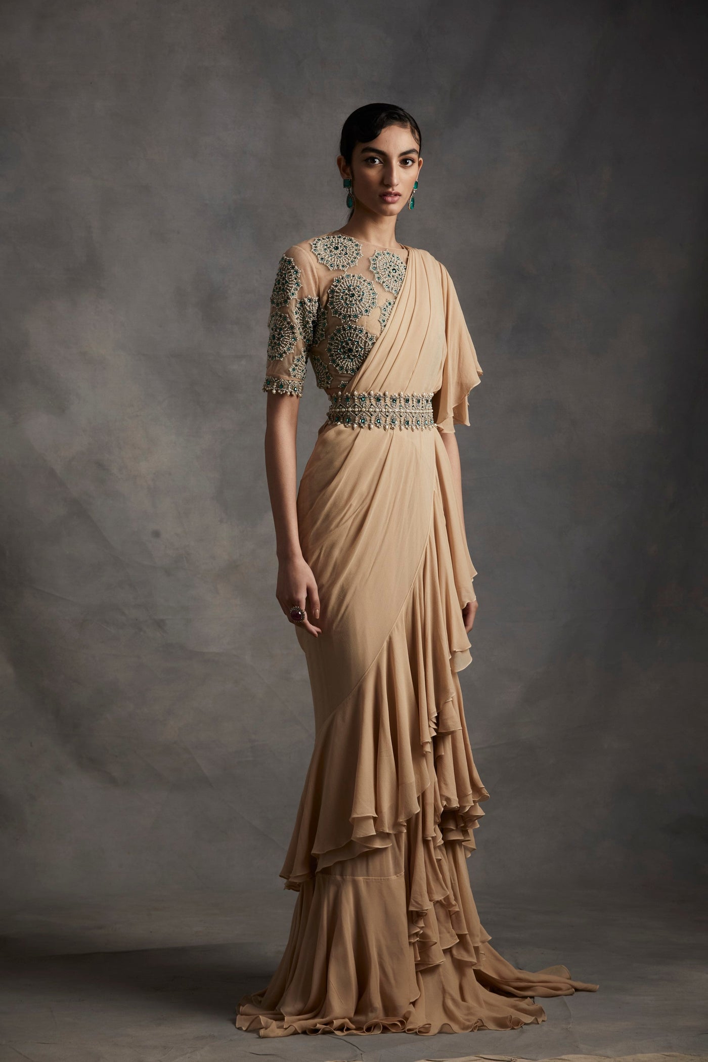 Saree with Pearl & Stone Work Blouse
