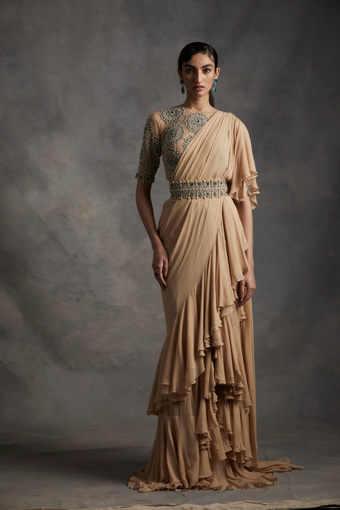 Saree with Pearl & Stone Work Blouse