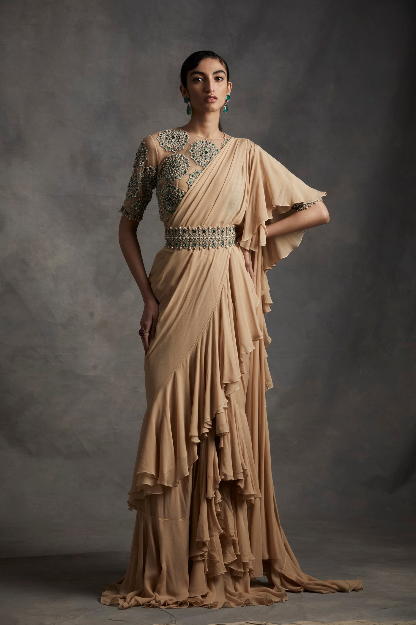 Saree with Pearl & Stone Work Blouse
