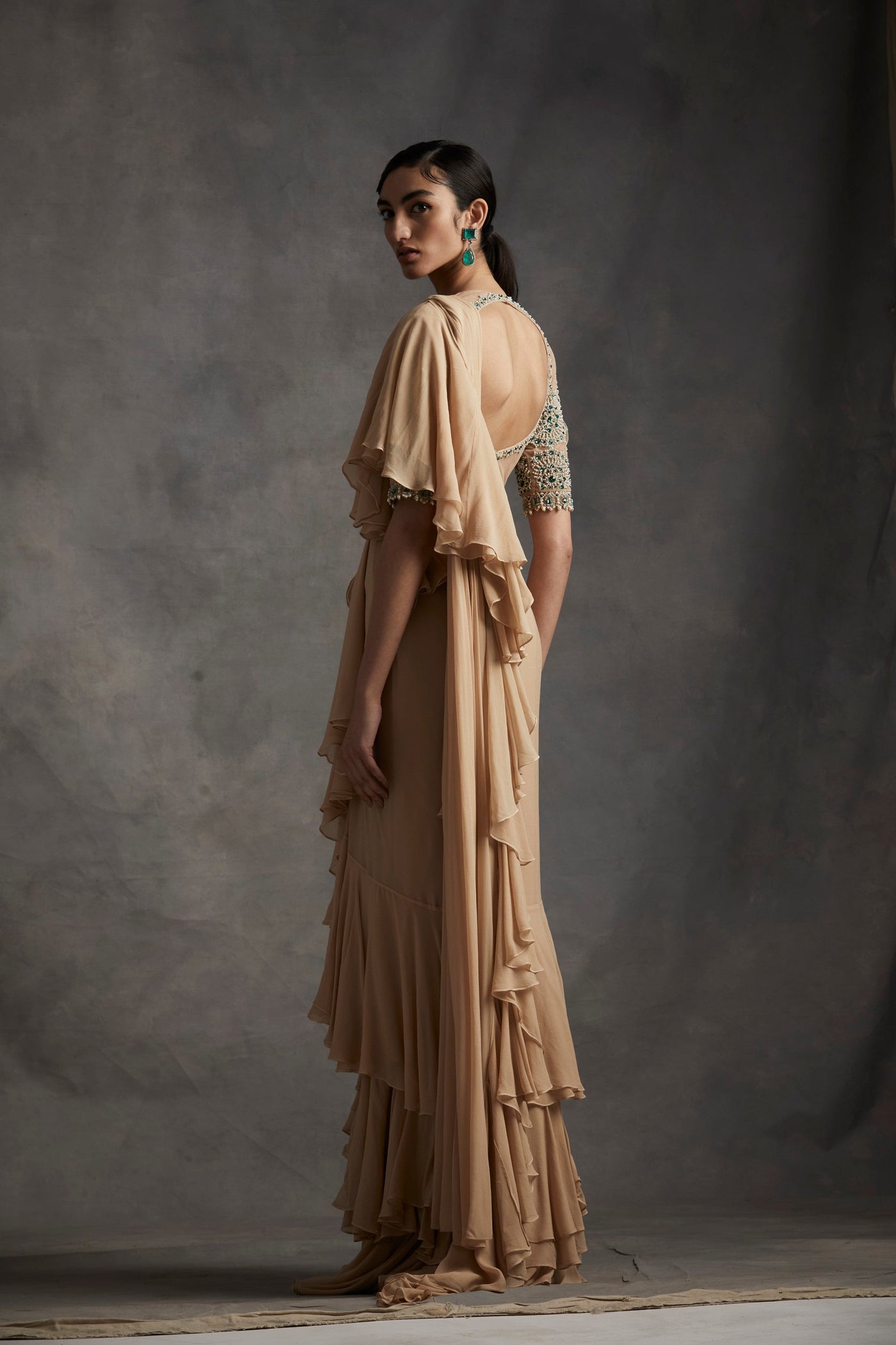 Saree with Pearl & Stone Work Blouse