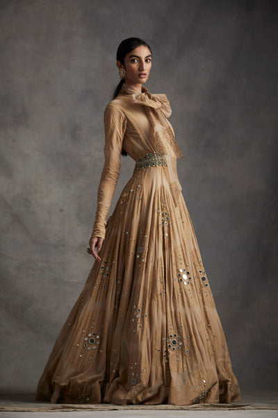 Beige Ambi Circle Print Anarkali