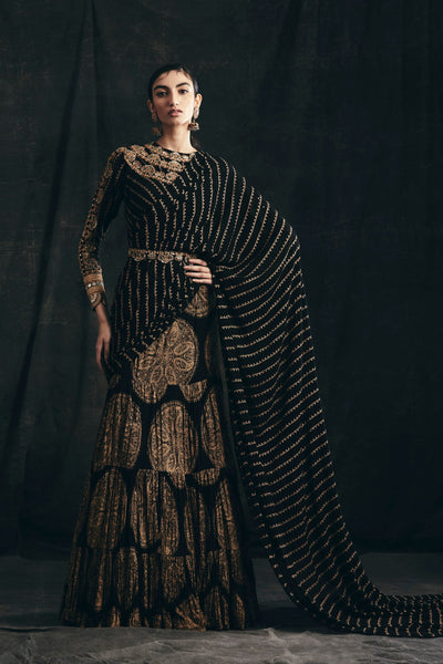 Black Ambi Circle Print Saree