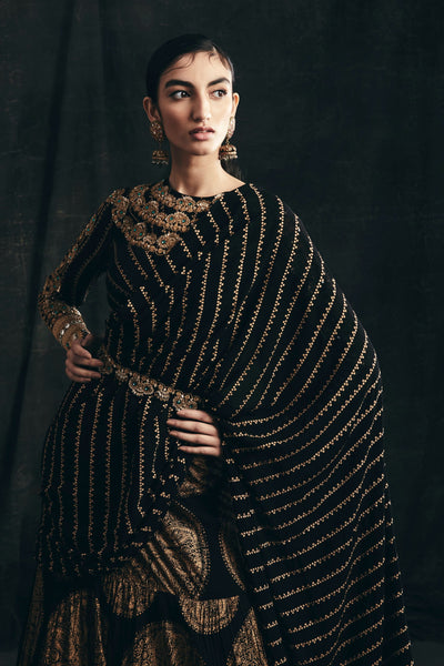 Black Ambi Circle Print Saree